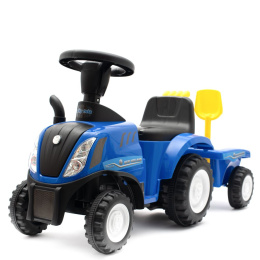 Jeździk traktor + przyczepa i narzędzia Baby Mix New Holland niebieski