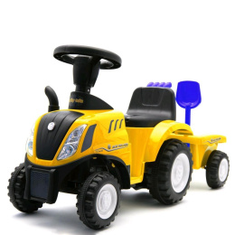 Jeździk traktor + przyczepa i narzędzia Baby Mix New Holland żółty