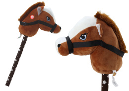 Pluszowa głowa konia na kiju Lean Toys Hobby Horse wydaje dźwięki